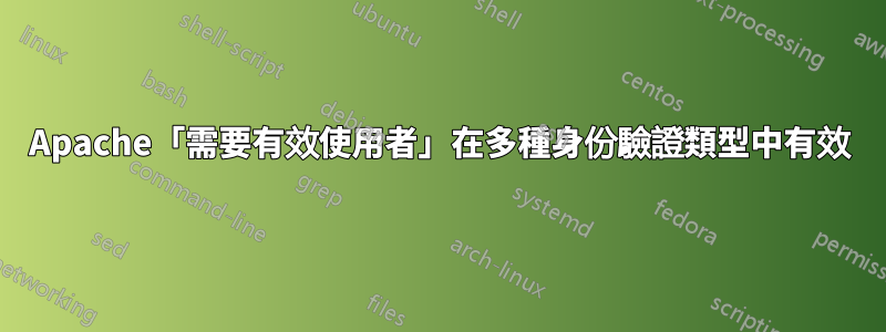 Apache「需要有效使用者」在多種身份驗證類型中有效