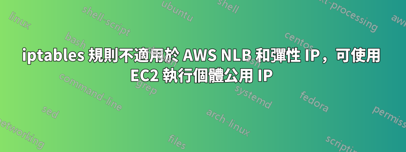 iptables 規則不適用於 AWS NLB 和彈性 IP,可使用 EC2 執行個體公用 IP
