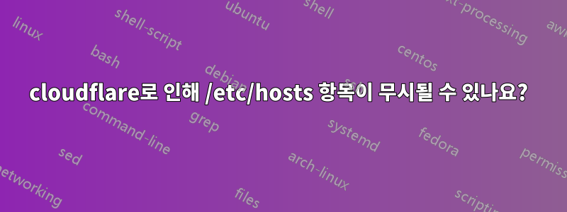 cloudflare로 인해 /etc/hosts 항목이 무시될 수 있나요? 