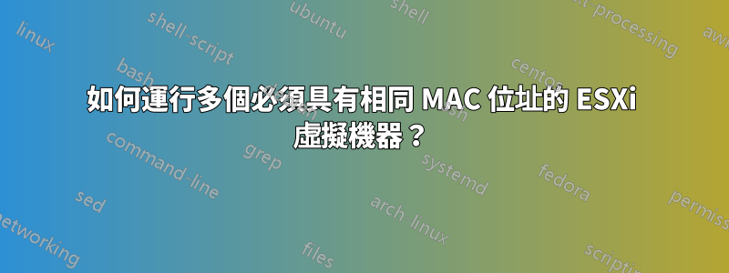 如何運行多個必須具有相同 MAC 位址的 ESXi 虛擬機器？