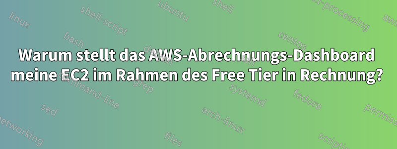 Warum stellt das AWS-Abrechnungs-Dashboard meine EC2 im Rahmen des Free Tier in Rechnung?