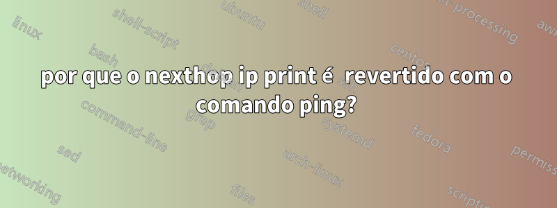 por que o nexthop ip print é revertido com o comando ping?