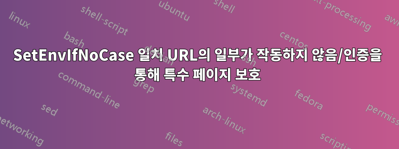 SetEnvIfNoCase 일치 URL의 일부가 작동하지 않음/인증을 통해 특수 페이지 보호