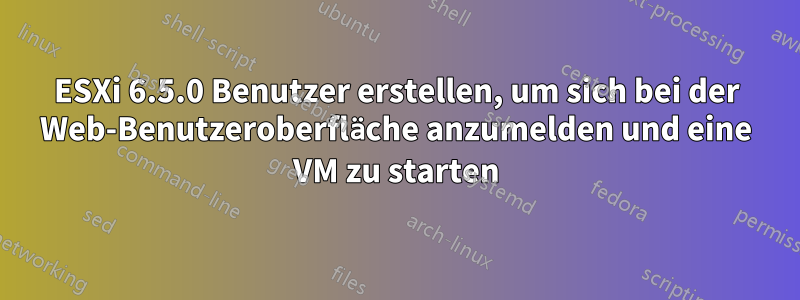 ESXi 6.5.0 Benutzer erstellen, um sich bei der Web-Benutzeroberfläche anzumelden und eine VM zu starten