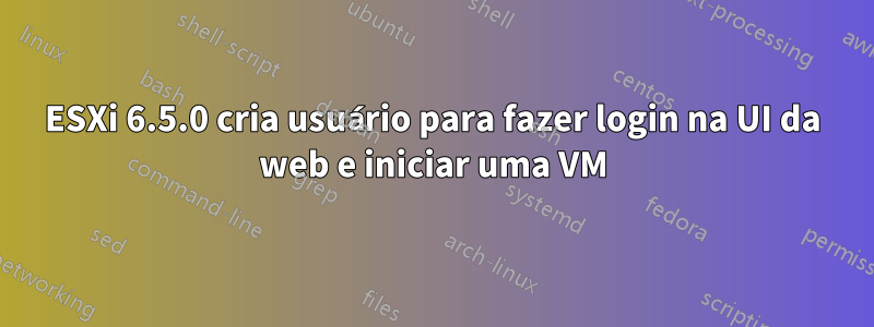 ESXi 6.5.0 cria usuário para fazer login na UI da web e iniciar uma VM