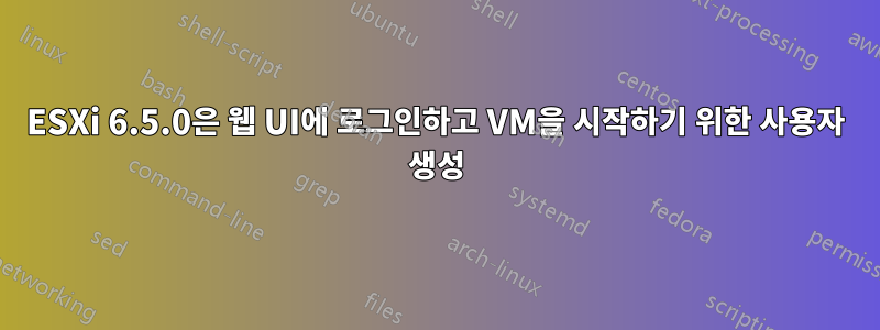 ESXi 6.5.0은 웹 UI에 로그인하고 VM을 시작하기 위한 사용자 생성