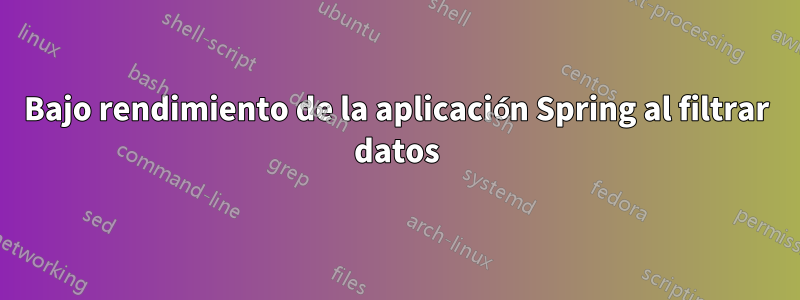 Bajo rendimiento de la aplicación Spring al filtrar datos