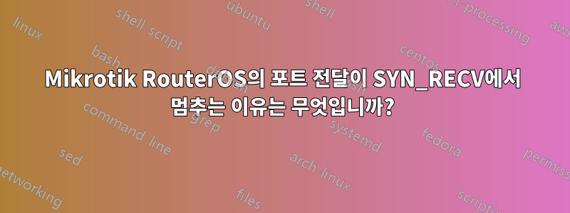 Mikrotik RouterOS의 포트 전달이 SYN_RECV에서 멈추는 이유는 무엇입니까?