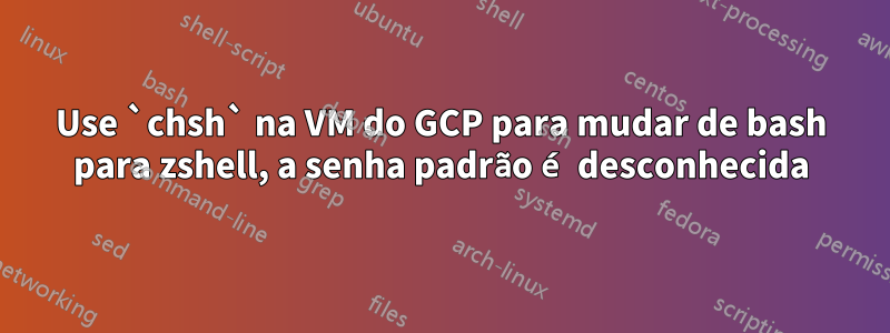 Use `chsh` na VM do GCP para mudar de bash para zshell, a senha padrão é desconhecida