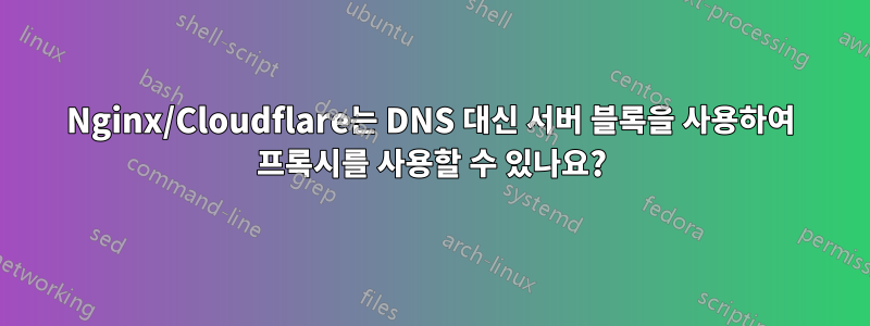 Nginx/Cloudflare는 DNS 대신 서버 블록을 사용하여 프록시를 사용할 수 있나요?