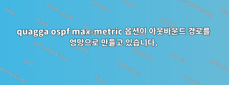 quagga ospf max-metric 옵션이 아웃바운드 경로를 엉망으로 만들고 있습니다.