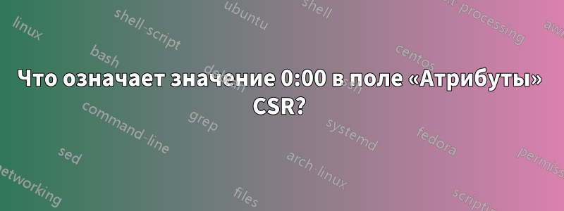 Что означает значение 0:00 в поле «Атрибуты» CSR?