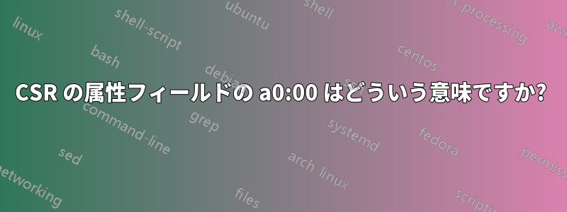 CSR の属性フィールドの a0:00 はどういう意味ですか?