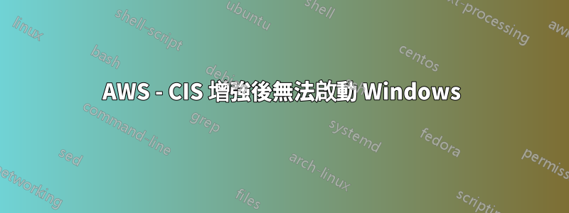 AWS - CIS 增強後無法啟動 Windows