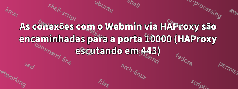 As conexões com o Webmin via HAProxy são encaminhadas para a porta 10000 (HAProxy escutando em 443)