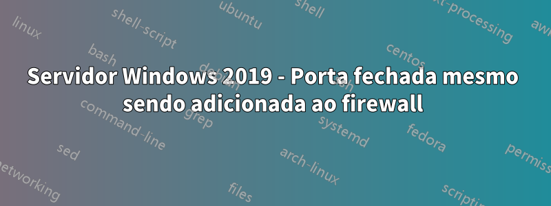 Servidor Windows 2019 - Porta fechada mesmo sendo adicionada ao firewall