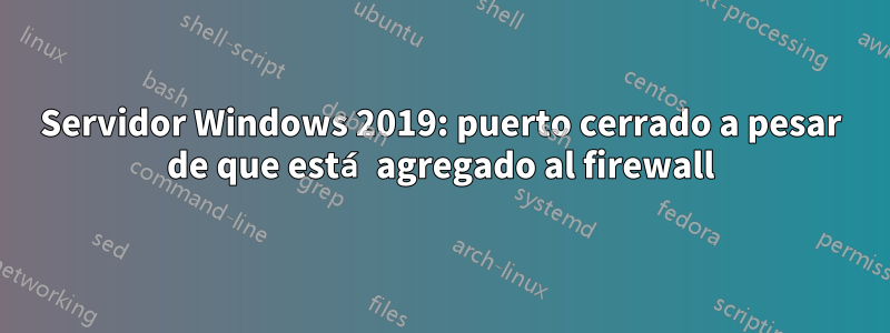 Servidor Windows 2019: puerto cerrado a pesar de que está agregado al firewall