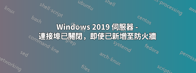 Windows 2019 伺服器 - 連接埠已關閉，即使已新增至防火牆