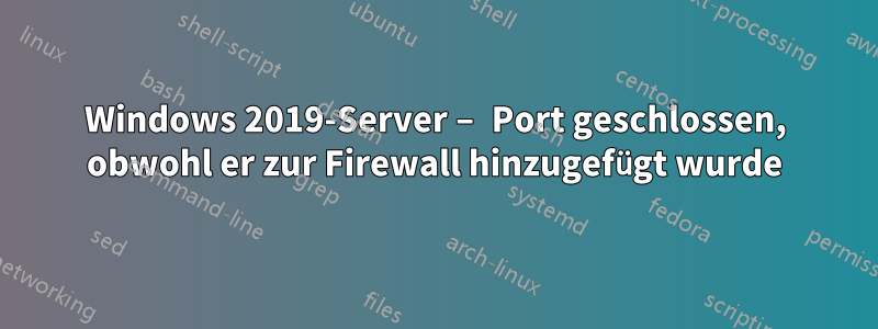 Windows 2019-Server – Port geschlossen, obwohl er zur Firewall hinzugefügt wurde