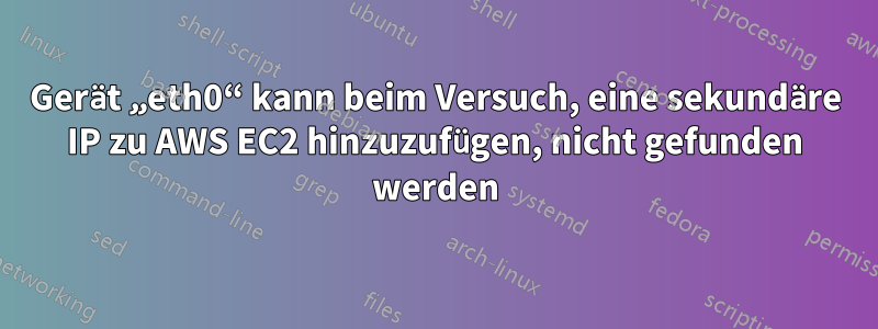 Gerät „eth0“ kann beim Versuch, eine sekundäre IP zu AWS EC2 hinzuzufügen, nicht gefunden werden