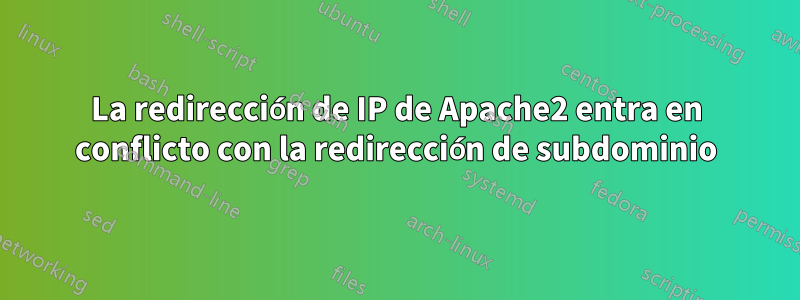 La redirección de IP de Apache2 entra en conflicto con la redirección de subdominio