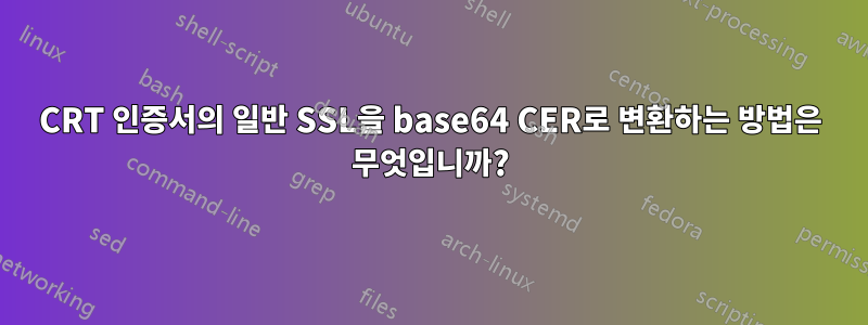 CRT 인증서의 일반 SSL을 base64 CER로 변환하는 방법은 무엇입니까?