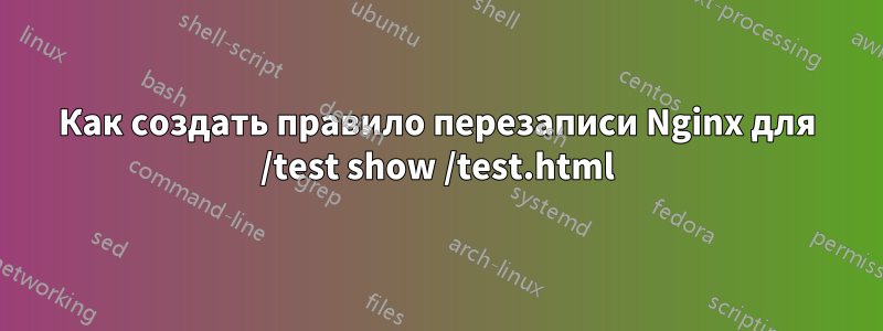 Как создать правило перезаписи Nginx для /test show /test.html