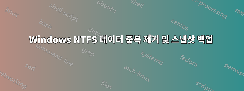 Windows NTFS 데이터 중복 제거 및 스냅샷 백업