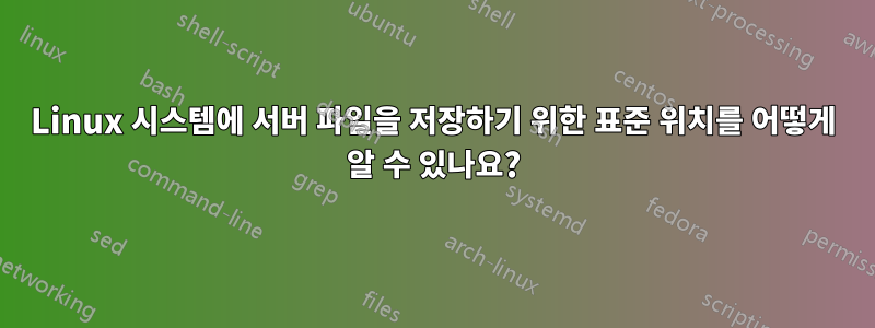 Linux 시스템에 서버 파일을 저장하기 위한 표준 위치를 어떻게 알 수 있나요?