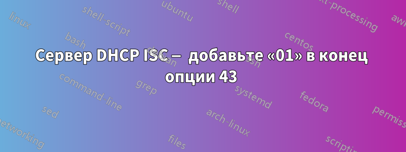 Сервер DHCP ISC — добавьте «01» в конец опции 43