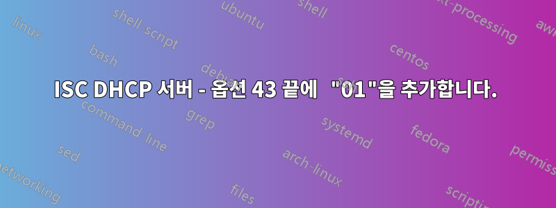 ISC DHCP 서버 - 옵션 43 끝에 "01"을 추가합니다.