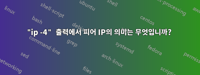 "ip -4" 출력에서 ​​피어 IP의 의미는 무엇입니까?