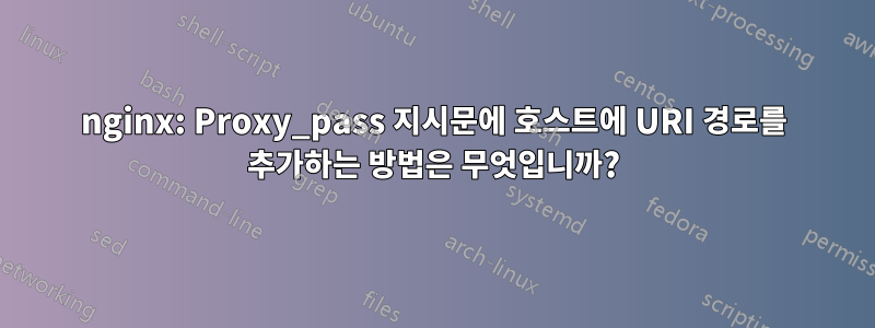 nginx: Proxy_pass 지시문에 호스트에 URI 경로를 추가하는 방법은 무엇입니까?