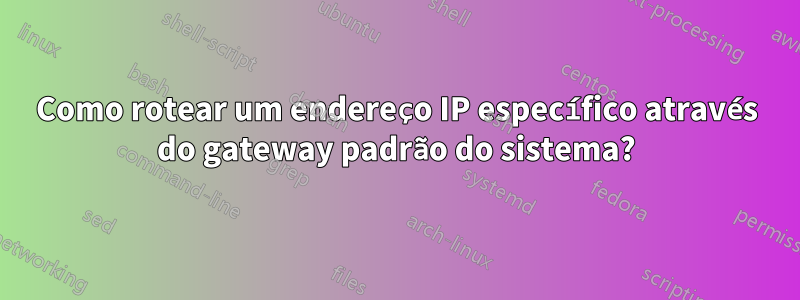 Como rotear um endereço IP específico através do gateway padrão do sistema?