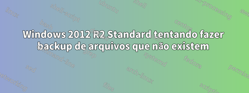 Windows 2012 R2 Standard tentando fazer backup de arquivos que não existem