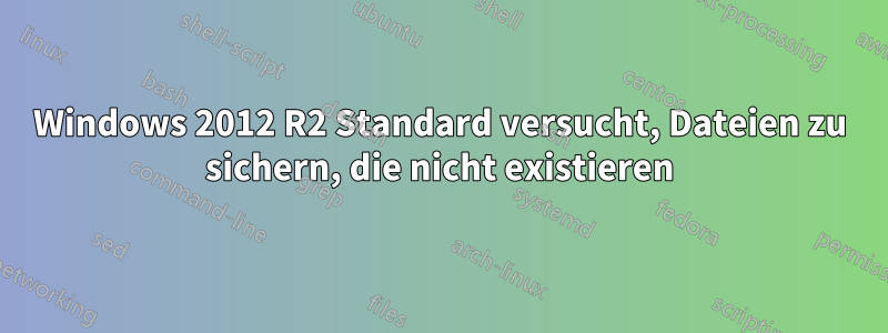 Windows 2012 R2 Standard versucht, Dateien zu sichern, die nicht existieren