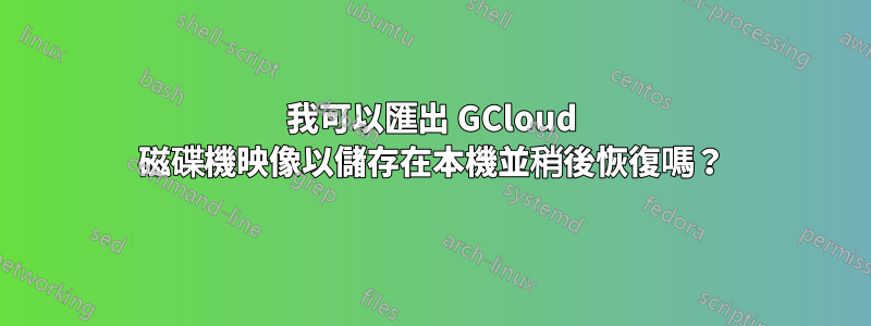 我可以匯出 GCloud 磁碟機映像以儲存在本機並稍後恢復嗎？