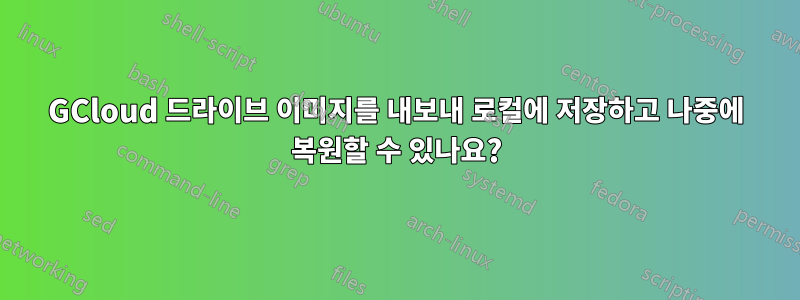 GCloud 드라이브 이미지를 내보내 로컬에 저장하고 나중에 복원할 수 있나요?