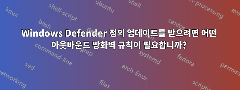 Windows Defender 정의 업데이트를 받으려면 어떤 아웃바운드 방화벽 규칙이 필요합니까?