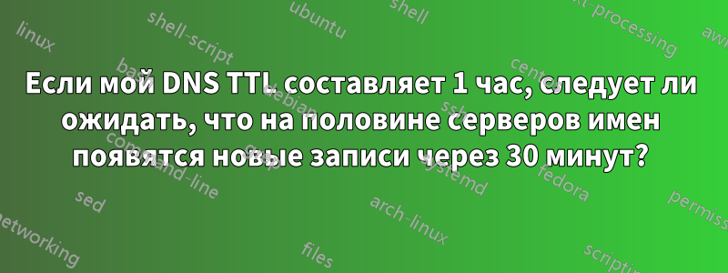 Если мой DNS TTL составляет 1 час, следует ли ожидать, что на половине серверов имен появятся новые записи через 30 минут?