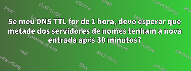 Se meu DNS TTL for de 1 hora, devo esperar que metade dos servidores de nomes tenham a nova entrada após 30 minutos?