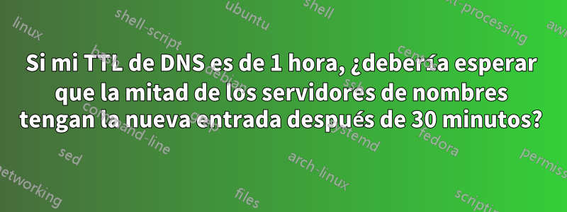 Si mi TTL de DNS es de 1 hora, ¿debería esperar que la mitad de los servidores de nombres tengan la nueva entrada después de 30 minutos?