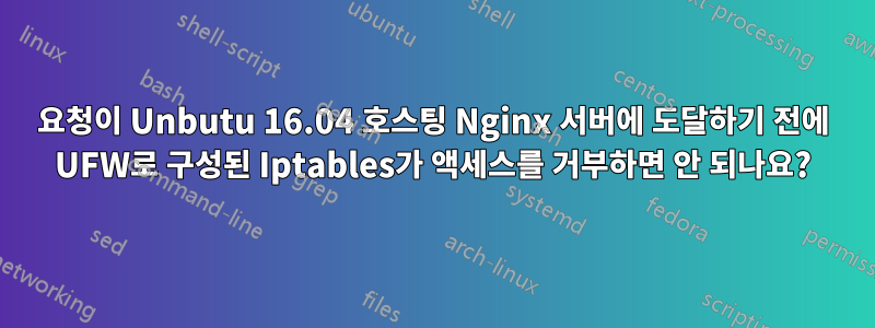 요청이 Unbutu 16.04 호스팅 Nginx 서버에 도달하기 전에 UFW로 구성된 Iptables가 액세스를 거부하면 안 되나요?