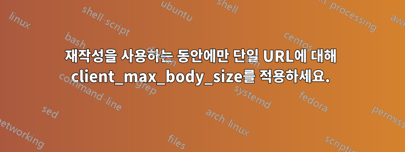 재작성을 사용하는 동안에만 단일 URL에 대해 client_max_body_size를 적용하세요.