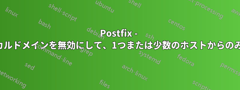 Postfix - オープンリレーやローカルドメインを無効にして、1つまたは少数のホストからのみメールを受信する方法