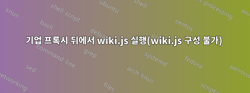 기업 프록시 뒤에서 wiki.js 실행(wiki.js 구성 불가)