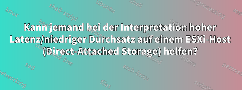 Kann jemand bei der Interpretation hoher Latenz/niedriger Durchsatz auf einem ESXi-Host (Direct-Attached Storage) helfen?