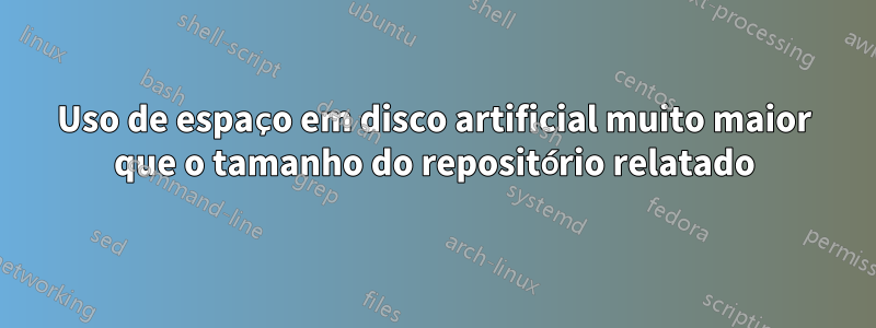 Uso de espaço em disco artificial muito maior que o tamanho do repositório relatado