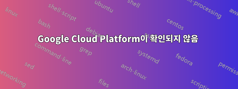 Google Cloud Platform이 확인되지 않음