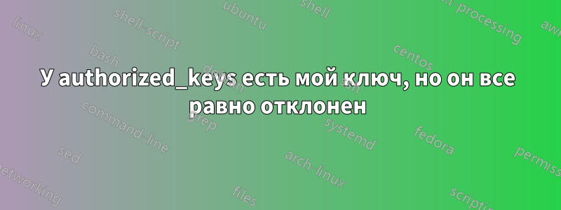 У authorized_keys есть мой ключ, но он все равно отклонен